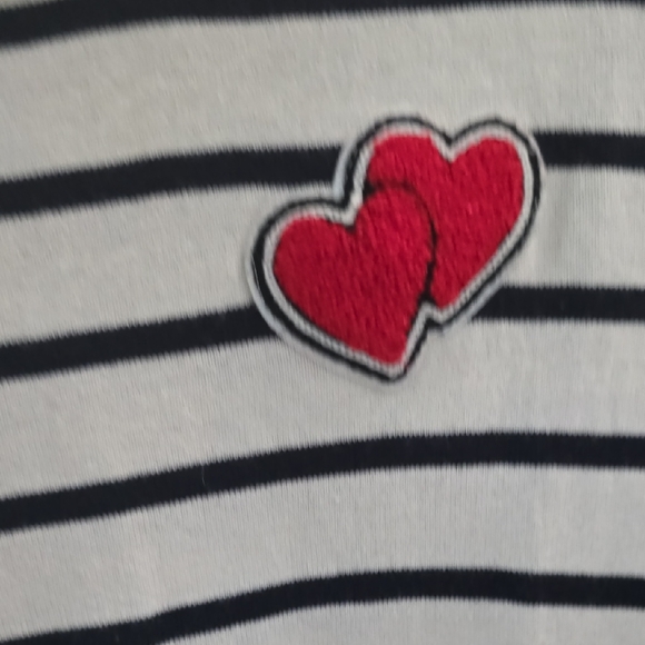 LOFT White and Black Striped Sweatshirt with Red Heart - Picture 3 of 3